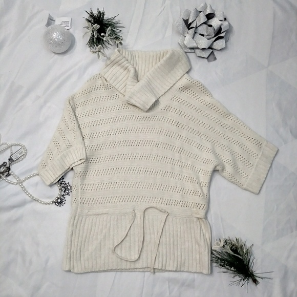 White/Gold Flakes Cowl Neck Sweater sz S - Picture 7 of 7